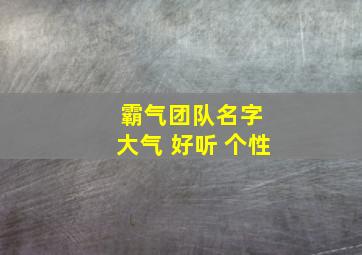 霸气团队名字 大气 好听 个性